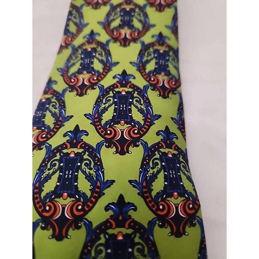 George Machado Zylos Men's Classic 100 % Silk, Green Black Tie NWT